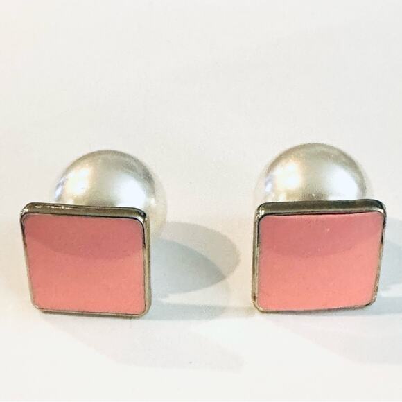 4 Double Sided Pearl Back Enamel Earrings Monogram Blanks - Picture 1 of 3